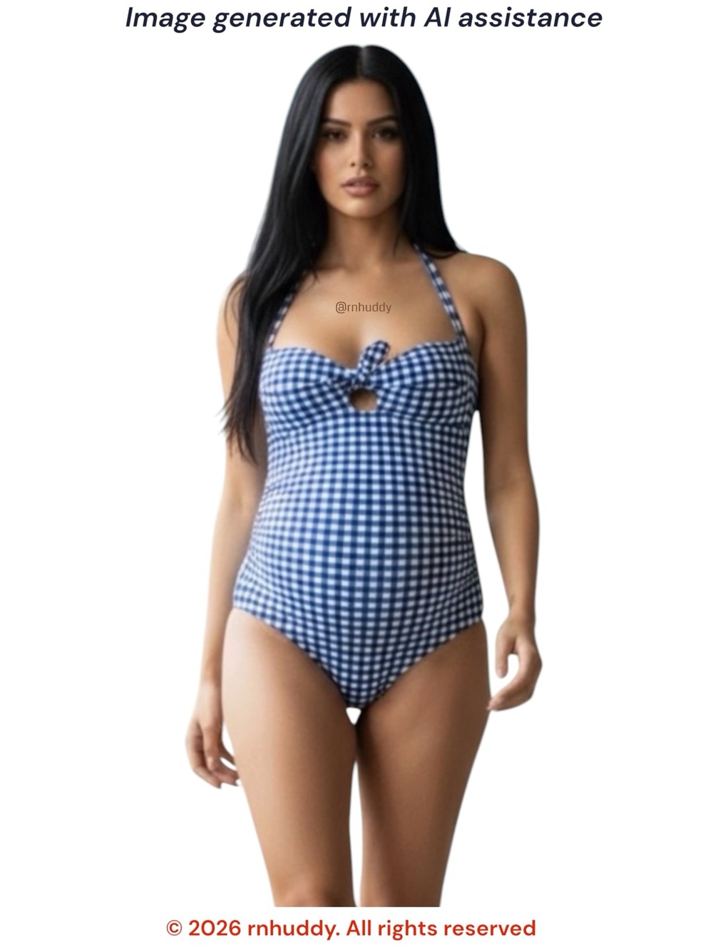 Show Me Your Mumu Babymoon maternity S blue/white check swimsuit